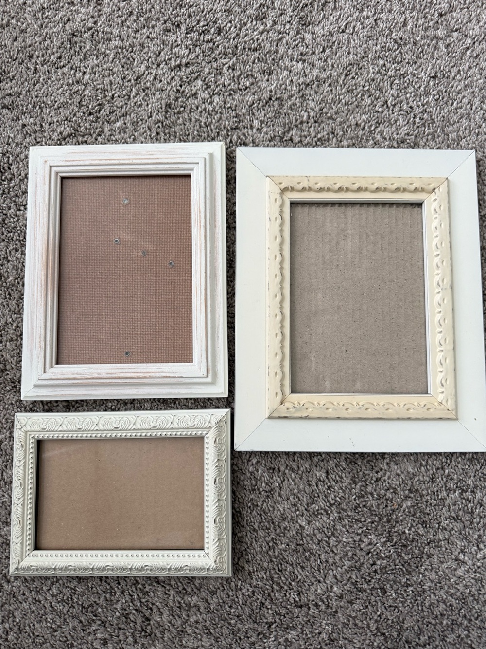 Set of 3 Decorative Ivory/Cream Photo Frames (2)5x7 and (1) 3x5